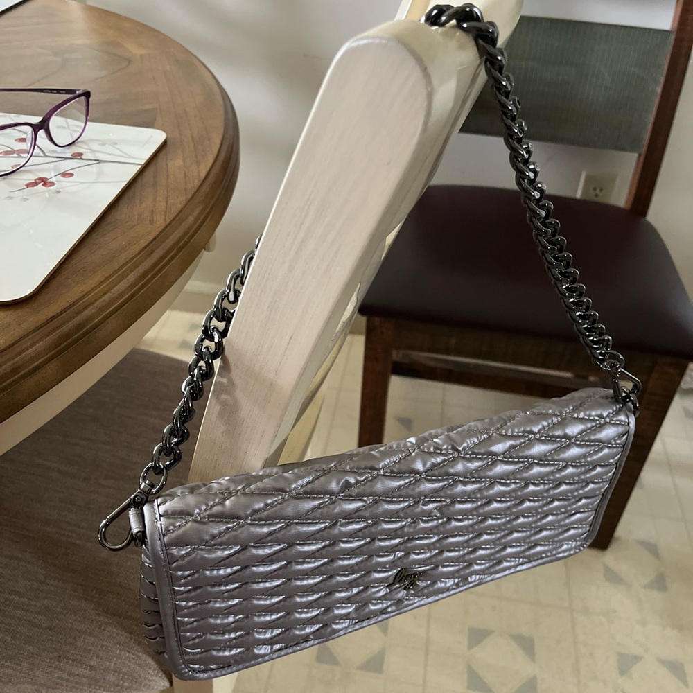 Lugz Metallic Silver Quilted Shoulder Bag